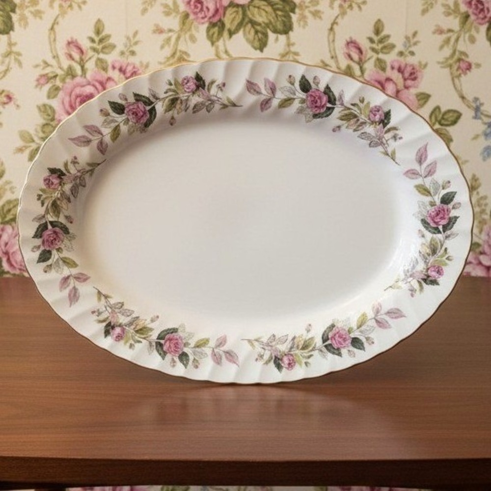 Creative‎ Fine China Regency Rose Oval Platter #2345, Vintage Floral Servingware